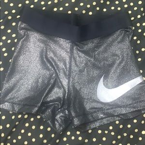 Nike Pro Silver Sparkly Spandex Shorts